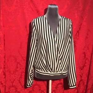 Worthington striped wrap blouse size medium